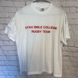 *SOLD* Vintage Utah Bible College rugby team T-shirt XL
